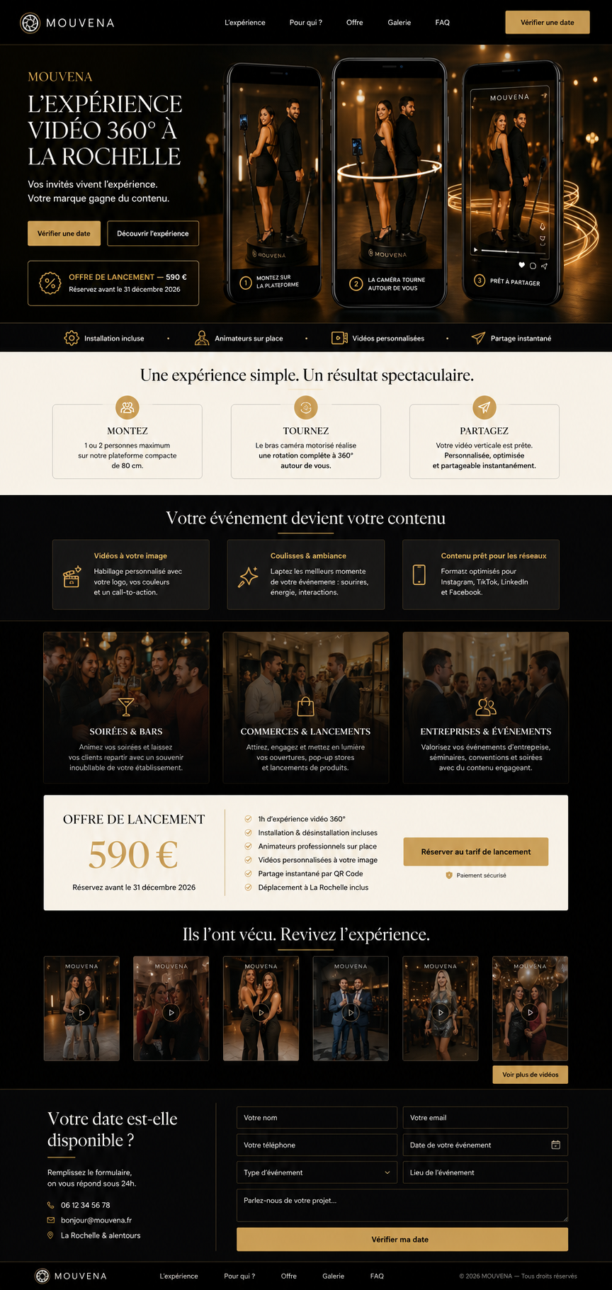 Réservation Video Booth 360° à La Rochelle et aux alentours  — Formule Signature 2 h — Acompte 30 %